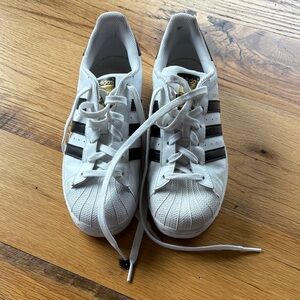 Adidas Superstar White with Black Stripes - Size 8
